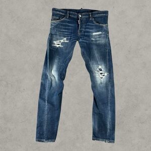 DSquared2 Jeans Men 50 Blue 34x30 Sexy Twist Jean Denim Distressed Luxury Casual